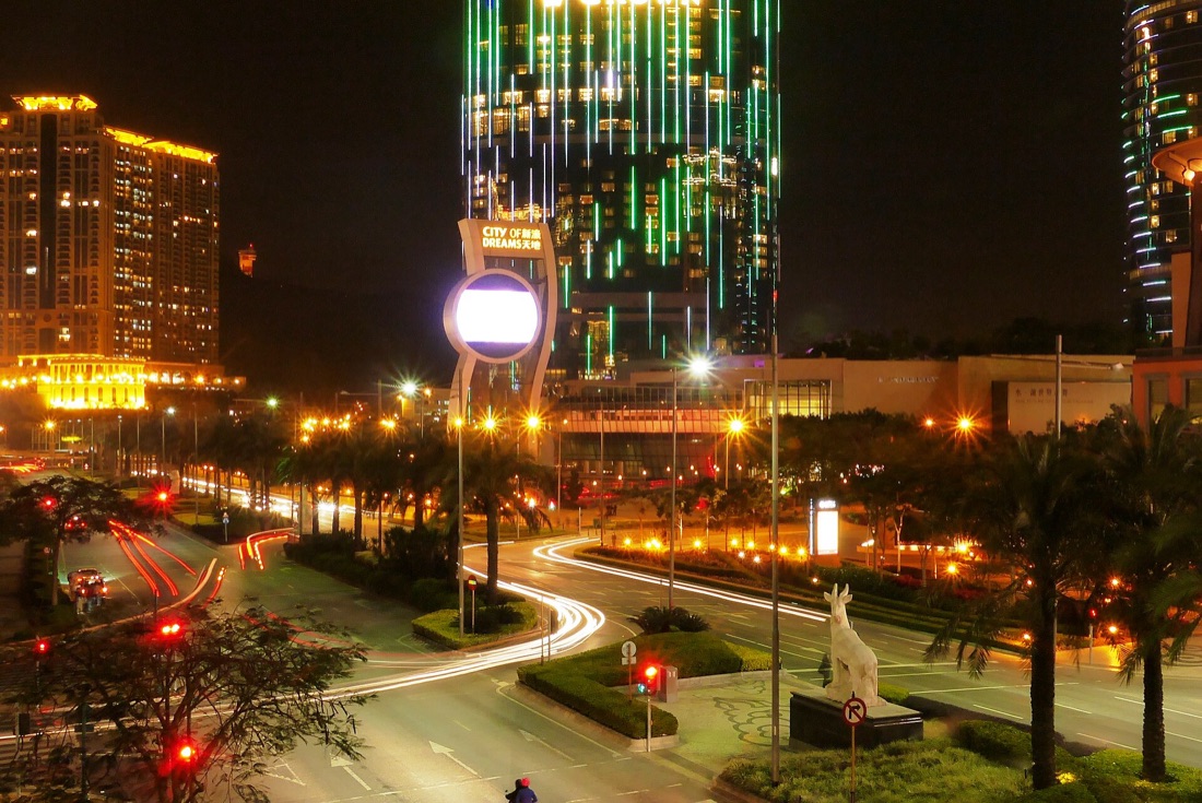 MGM Cotaiのあるコタイ地区（Cotai Strip）の夜景